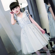 Flower sleeve elegant girls party dresses baby wedding dress 2017